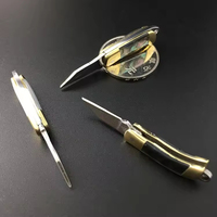 Mini couteau pliant utilitaire porte-clés - Lame en acier inoxydable avec manche en laiton/coquille pour usage extérieur et quotidien