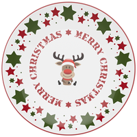 Service de table en céramique de Noël 2026 – Assiettes de Noël festives rouges et vertes à motif étoile et renne en porcelaine pour fêtes et maison