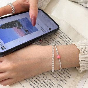 S925 Sterling <b>Silver</b> <b>Beaded</b> Bracelet Pearl Women's Everyday Wear Fashion Jewelry Instagram Style - Product Image 1