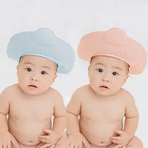 Topi mandi telinga anak-anak bentuk bebek, topi pelindung mandi bayi, topi Shower sampo mandi bayi lembut dapat disesuaikan