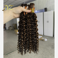 Ekstensi Rambut Manusia Remy Keriting Goldleaf Grosir Tanpa Jahitan, Bebas Kimia, Rambut India Mentah 100g, Banyak, untuk Kepang Boho