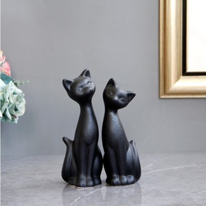 Regalo de amante de los gatos de cerámica, figurita de gato negro pequeño, decoración de mesa, figuritas de gatito - Product Image 5