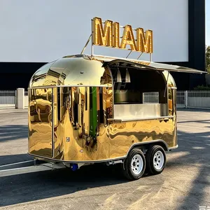Chariot de restauration mobile personnalisé en or pour hamburgers et tacos, idéal pour la vente en extérieur - Product Image 1