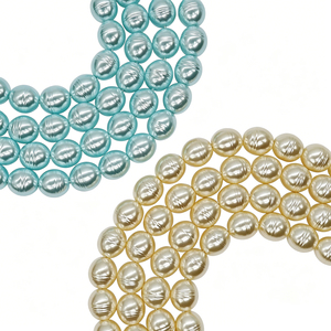 Perle di Vetro Premium 10x11mm Blu Cielo Oro Chiaro, a Filo, Forma Barocca, Perle Sciolte con Nucleo Pesante per Gioielli Oceanici Fai da Te e Arte - Product Image 3