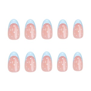 <span class=keywords><strong>Uñas</strong></span> Postizas de Acrílico ABS, Color Azul <span class=keywords><strong>Polvo</strong></span> Francés, Elegantes y Modernas, Cobertura Completa, Pegamento <span class=keywords><strong>para</strong></span> <span class=keywords><strong>Uñas</strong></span>, Longitud Media, Alta Calidad, Venta al por Mayor - Product Image 6