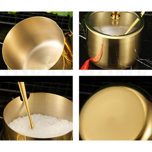 Vente en gros d'usine Sucrier en acier inoxydable de haute qualité avec revêtement en or PVD à l'extérieur et cuillère - Product Image 4