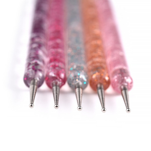 Lot de 5 pinceaux de luxe double-embout pour nail art, 2 modes d'utilisation, manche en cristal, stylo professionnel pour points de strass, manucure - Product Image 3