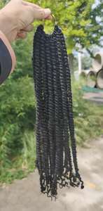 Tresses de cheveux en crochet passion de 18 pouces pour femmes, 20 brins de tressage synthétique en fibre <span class=keywords><strong>haute</strong></span> <span class=keywords><strong>température</strong></span>, tresses nubiennes rebondissantes torsadées - Product Image 2