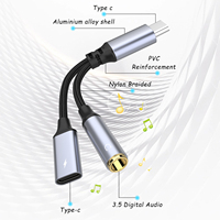 Adaptateur audio USB C vers 3.5mm Type C vers casque Aux Jack Dongle 24bit/96kHz HiFi DAC Cordon de câble tressé en nylon