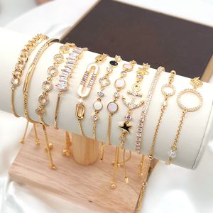 Pulceras Para Compartir Twisted/<b>rope</b> <b>Bracelet</b> with Zircon Stainless Steel 7 Piezas Pulseras Bohemias Con Concha - Product Image 1