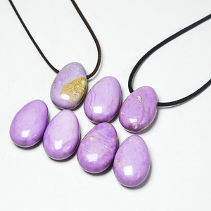 30mm Naturel Phosphosiderite Pendentif Lisse Poli Violet Cristal Pendentif pour Guérison Collier Unisexe Pierres Précieuses En Gros - Product Image 1