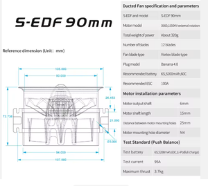 Ventilateurs à conduit HSDJETS <span class=keywords><strong>EDF</strong></span> 90mm 105mm 120mm semi-métalliques, poussée maximale <span class=keywords><strong>EDF</strong></span> 8,6 kg, propulseur pour drone RC, avion télécommandé, UAV, bricolage - Product Image 6