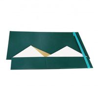 Coffrets cadeaux pliables bon marché vert foncé 50 pièces, boîte d'emballage en papier magnétique personnalisé avec ficelle élastique