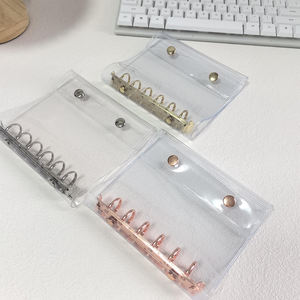 Protège-cahier en PVC <span class=keywords><strong>souple</strong></span> transparent à 6 anneaux, couverture de planificateur de défi d'économie, 2 boutons, <span class=keywords><strong>classeur</strong></span> de budget noir A7, vente en gros - Product Image 5