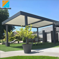 Özel Tasarım Su Geçirmez Veranda Örtüsü Motorlu Panjurlu Biyoklimatik Pergola 5x7m Entegre Aydınlatma ve Fermuarlı Perdelerle