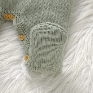 Mimixiong Penjualan Terlaris OEKO-TEX Pakaian Bayi Lembut dan Hangat Bayi Baru Lahir Balita Pakaian Tidur Rajut Bayi Model Footie <span class=keywords><strong>Crochet</strong></span> Romper Lengan Panjang - Product Image 6