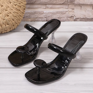 Sandalias de Talla Grande para Mujer, Pantuflas de Color Caramelo, Punta Abierta, Estilo Casual, de Charol, para la Playa - Product Image 4