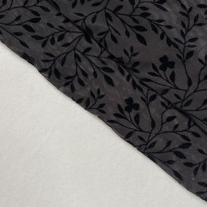 Экологичная винтажная Модная трикотажная флокированная ткань, новый дизайн, Тюлевая сетка с принтом листьев для одежды для девочек, вязаная ткань - Product Image 4