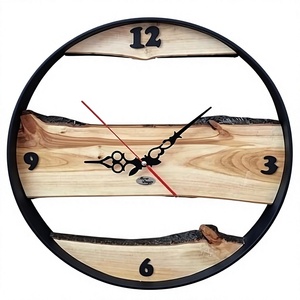Horloge murale ronde en métal de style antique au design moderne avec mosaïque en verre de qualité en fer pour salon - Product Image 1