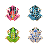 Broche personnalisée en métal émaillé en forme de grenouille avec strass pour revers