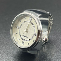 Montre bague unisexe simple pour fiançailles et mariage, bracelet élastique doré, chiffres romains, cadran rond, quartz