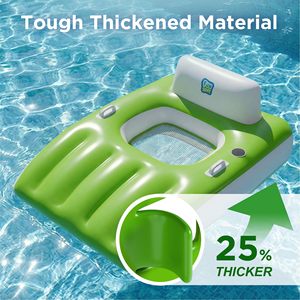 Fauteuil gonflable de piscine robuste pour adultes, grand canapé de bain, chaise longue de bronzage en maille avec porte-gobelet pour lac et rivière - Product Image 4