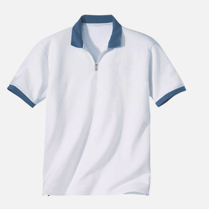 High Quality Wholesale Cotton Clothing Manufacturer Custom Casual Short Sleeve Contrast Color <strong>Zip</strong> <strong>up</strong> <strong>Polos</strong> Pour Hommes En Coton - Product Image 4