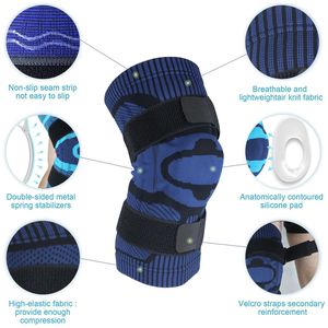 Knee <b>Brace</b> Compression Support Patellar Strap For <b>Men</b> Sports Protection Fitness Running Basketball Joint Support Blue Red Dark - Product Image 4