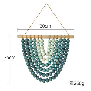 งานตกแต่งผนังสไตล์สแกนดิเนเวียน สีน้ำเงินไล่เฉด ประดับลูกปัดไม้และป่าน สำหรับตกแต่งบ้าน โฮมสเตย์ สไตล์โบโฮ - Product Image 6