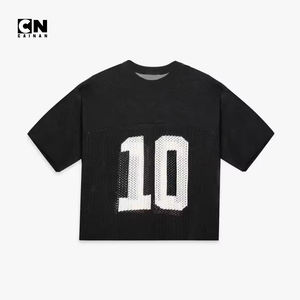 Diseño de cable personalizado Logo Prendas de punto Fútbol Jersey Moda Cuello redondo Manga corta Hombres Jersey de punto de ganchillo Jersey de malla de punto - Product Image 2