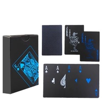 Cartes à jouer publicitaires en PVC noir imperméables, fabriquées sur mesure en usine (OEM), coins arrondis, pour usage familial - Durables et écologiques