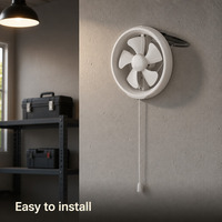 Ventilateur d'extraction compact blanc rond de 6 pouces, alimenté par courant alternatif, faible bruit (50 dB), avec interrupteur à cordon pour installation dans une salle de bain, une cuisine ou une fenêtre
