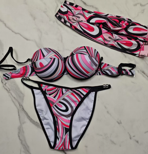 Nouveau STOCK 2 couleurs 3 pièces Maillot de bain de créateur sexy pour femme avec <span class=keywords><strong>bandeau</strong></span> et foulards de plage Push-up - Product Image 6