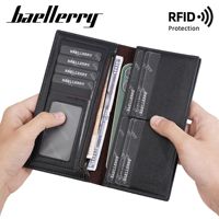 Baellerry dompet panjang kulit PU pria, dompet kapasitas besar ritsleting dengan banyak slot kartu