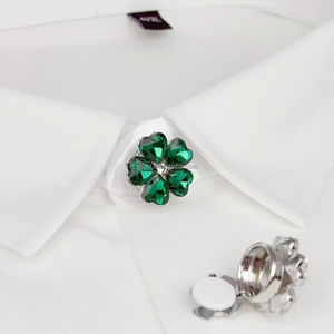 光沢のあるハート型ボタンカバー6色5葉ラインストーンシルバー銅ベースビジネスギフトカフスボタン - Product Image 2