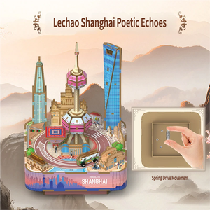 Boîte à musique en bois à assembler Sky City, ornement, vente en gros d'usine, cadeau musical dynamique, transfrontalier - Product Image 3