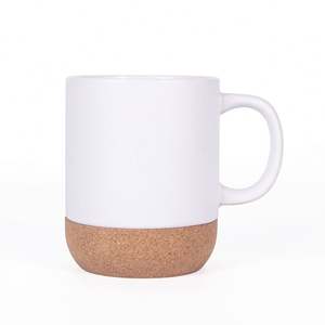 Venta al por mayor, logotipo personalizado, 11 oz, Taza de cerámica de gres, parte inferior de corcho, estilo nórdico, cuchara de agarre manual, lavavajillas, microondas, uso doméstico seguro - Product Image 1