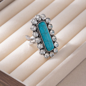Anillos de Estilo Occidental con Incrustaciones de Turquesa para Mujer, Anillos Bohemios con Conchos de Turquesa al por Mayor, 11 Estilos a Elegir - Product Image 4
