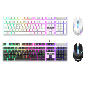 AOC KM100 <b>Wired</b> Gaming <b>Keyboard</b> Mouse Combo 104 Keys RGB Backlit Multimedia Keys For Desktop Laptop - Product Image 1