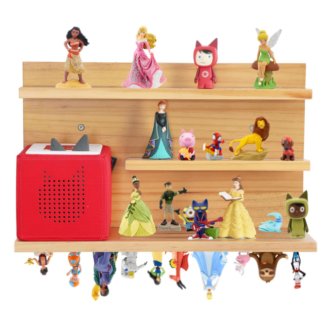 Tonies Shelf Magnetic, for Toniebox Figures Storage Display Shelf, Compatible Charging Station for Children Kid's Room, Pine