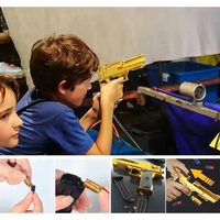 Pistolet de Tir en Plastique Doré Type Desert Eagle, Juguete à Tir Continu de Projectiles Souples
