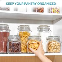 Lot de 3 bocaux carrés Mason de 76 oz en verre pour la conservation alimentaire, avec couvercles hermétiques à pince, sans BPA, écologiques et compatibles lave-vaisselle