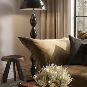 โคมไฟตั้งพื้นทรงเห็ดสไตล์ฝรั่งเศส ขั้วหลอด E27 ของตกแต่งศิลปะคุณภาพสูงสำหรับห้องนั่งเล่น โซฟา โคมไฟตั้งพื้นสีดำสุดหรูสำหรับใช้ในโรงแรม - Product Image 3