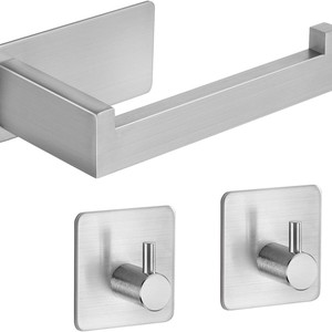 Porte-serviettes en papier auto-adhésif en acier inoxydable brossé noir crochet porte-rouleau sans poinçon pour Amazon meilleur vendeur matériel de bain - Product Image 2