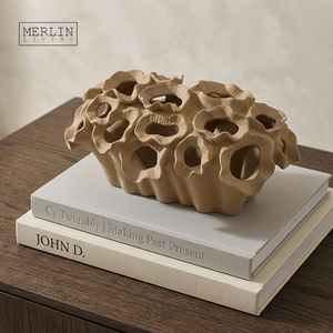 Jarrón de Cerámica Hecho a Mano Merlin Living para Decoración del Hogar, Jarrón de Flores de Cerámica Art <span class=keywords><strong>Deco</strong></span> con Forma de Coral, Fábrica de Cerámica Chaozhou, OEM/ODM - Product Image 4