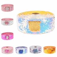 En gros 48 Couleurs 3 pouces 75mm Réversible Paillettes Dentelle Paillettes Bande Paillette Ruban Paillettes Bande pour Robe de Danse