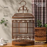 Cage à oiseaux de luxe de grande taille, style villa, vintage, en plastique, avec mangeoire et couvercle en maille, pour voyage et domicile, pour paons et perroquets perlés