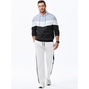 FOXA Men's Sweatpants Wide Leg Drawstring Waist Casual Stretch Track <b>Pants</b> Midweight Cotton <b>Spandex</b> - Product Image 4
