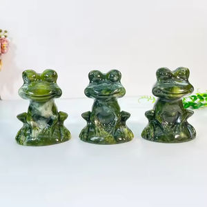 Wholesale Obsidian Green <strong>Jade</strong> Frog Animal Crystal Crafts Natural Healing <strong>Stones</strong> Carving for Home Decoration and Gifts - Product Image 2