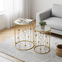 Lander Umweltfreundliches Metall-Couchtisch-Set 2-teilig Gold Dekorativer Eisen-Beistelltisch Moderne Wohnzimmer-Dekoration Möbel Großhandel